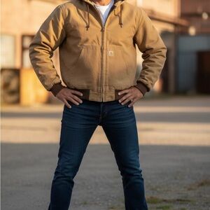 Carhartt Men's Brown Hooded Bomber Jacket